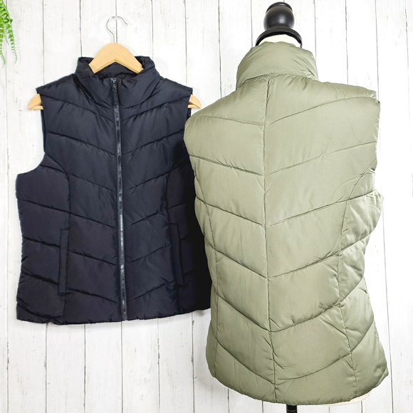 Aeropostale Puff Vest Jacket Olive Green/Black - Picture 9 of 11